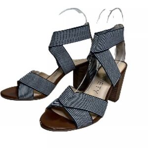 Sole Society Josie Elastic Strap Striped Block Heel